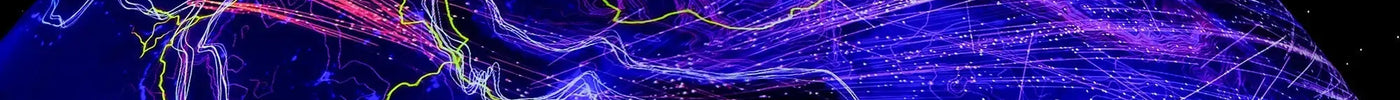 Glowing digital globe with gymnastics tracks light trails in media spotlight