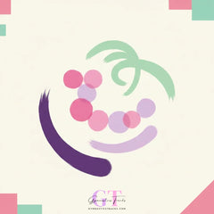 Pastel abstract Global Latin & Salsa Energy logo with stylized grapes and palm fronds
