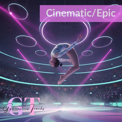Purple abstract geometric shapes with flowing lines in Hans Zimmer epic gymnastics music collection