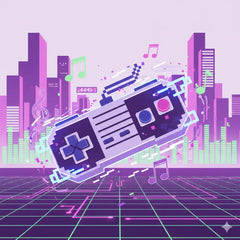 Purple waveform with pink accents in Level Up Video Game Gymnastics Floor Music