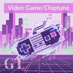 Purple waveform with pink accents in Level Up Video Game Gymnastics Floor Music