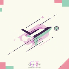 Stylized rocket in purple teal on cream background, Mission Undercover Leotards