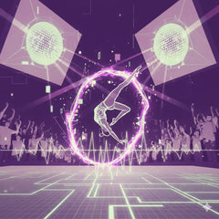 Purple geometric powerhouse techno EDM gymnastics floor anthem graphic