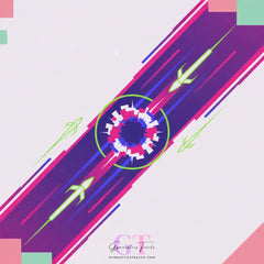 Vibrant rockets in magenta blue geometric circle for Your Sci-Fi Movie Universe Awaits