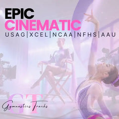 A shimmering purple and pink sequined gymnastics leotard with a fitted design