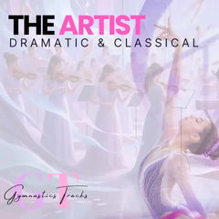 A purple and silver glittery gymnastics leotard with a high-cut design