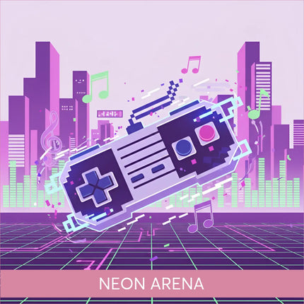 Pixel art NES controller in purple blue for 8 Bit Blitz gymnastics floor video game music