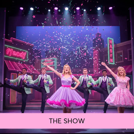 A vibrant lavender and pink sequined stage dress with a flared skirt perfect for gymnastics floor music the show performances
