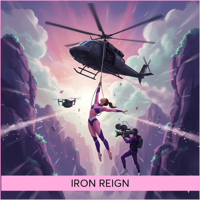 A sleek black helicopter with matte finish hovers at sunset matching the epic vibe of iron reign gymnastics floor music