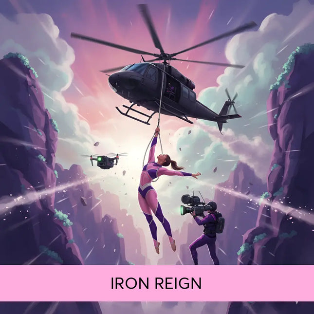 A sleek black helicopter with matte finish hovers at sunset matching the epic vibe of iron reign gymnastics floor music