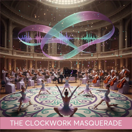 Clockwork Masquerade glowing waveform for classical symphonic gymnastics floor music