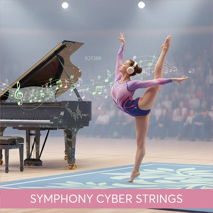 Dancer in purple pink leotard does lyrical split to Cyber Strings Piano gymnastics floor music