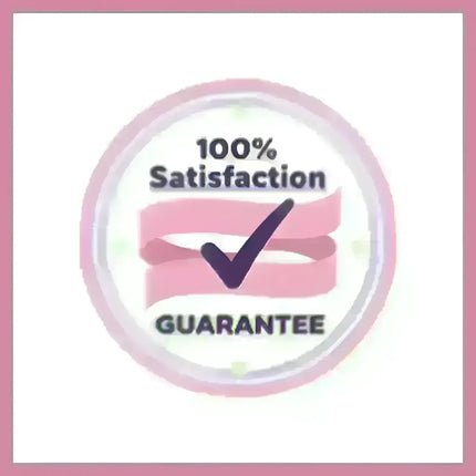 Pink 100% satisfaction guarantee badge for Delta Overdrive country rock gymnastics floor music