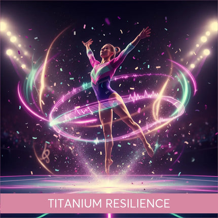 Vibrant neon gymnast in leotard flips mid-air for epic gymnastics floor music