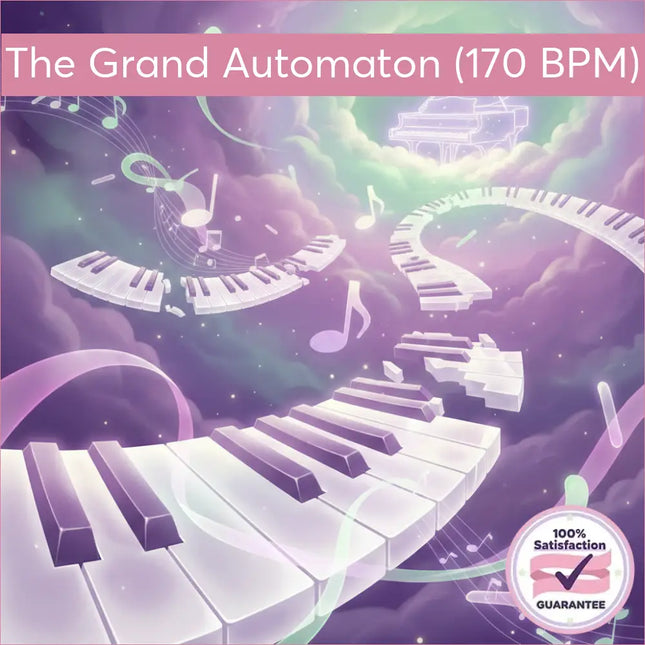 Glowing piano in cosmic sky for Gymnastics Floor Music Piano Lyrical Track 4