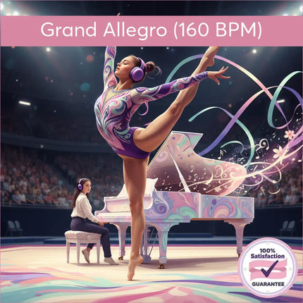 Vibrant purple pink gymnast leotard with headphones for gymnastics floor music