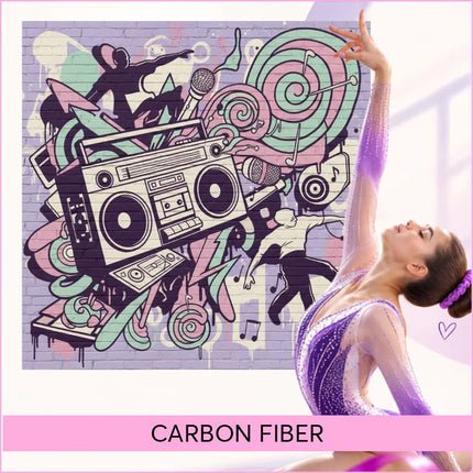 A shimmering purple gymnast leotard with gradient and sparkles perfect for gymnastics floor music routines carbon fiber