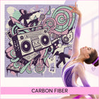 A shimmering purple gymnast leotard with gradient and sparkles perfect for gymnastics floor music routines carbon fiber