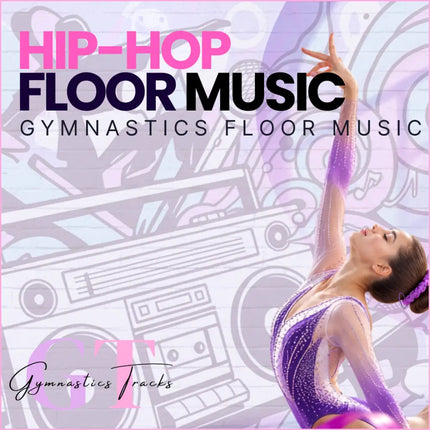 A shimmering purple and pink sequined gymnastics leotard with sheer mesh perfect for hip-hop gymnastics floor routines