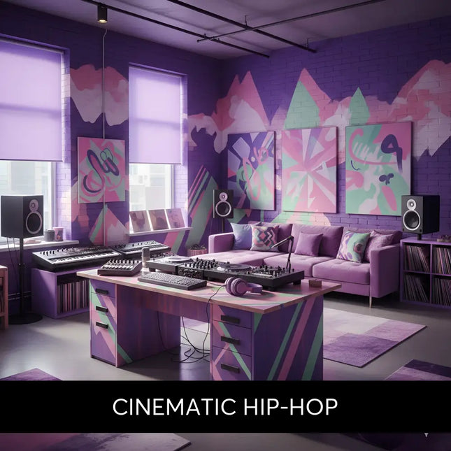 Purple sectional sofa with geometric pillows perfect for relaxing after cinematic hip-hop gymnastics floor music sessions