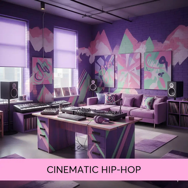 Purple sectional sofa with geometric pillows perfect for relaxing after cinematic hip-hop gymnastics floor music sessions