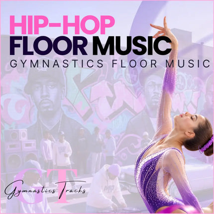A shimmering purple gymnastics leotard with sparkling embellishments and matching headband for hip-hop floor music routines