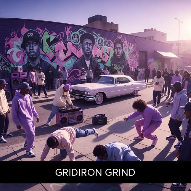 Vintage pink cadillac with chrome detailing and custom wheels featured in gridiron grind hip-hop gymnastics floor music