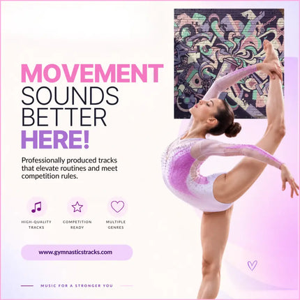 A pink and white gymnast leotard with sheer long sleeves perfect for hip-hop gymnastics floor music routines