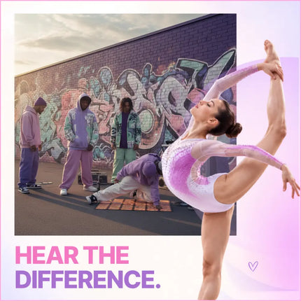 A pink and white glittery leotard with sheer long sleeves perfect for hip-hop gymnastics floor music routines