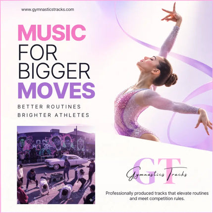 A sparkling lavender and silver sequined leotard worn by a gymnast mid-air for hip-hop gymnastics floor music use