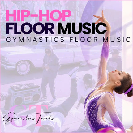 A shimmering purple and silver sequined gymnastics floor leotard with long sleeves designed for hip-hop music routines