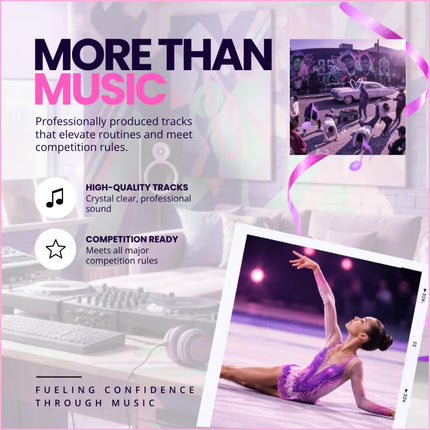 Purple sequined gymnastics leotard designed for hip-hop gymnastics floor performances with orchestral ambition music vibe