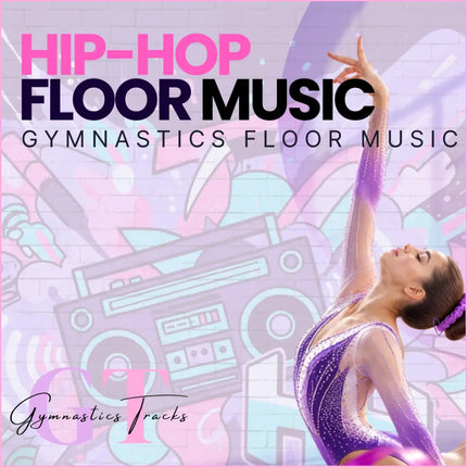 A shimmering purple and pink sequined gymnastics leotard with sheer mesh perfect for hip-hop gymnastics floor music routines