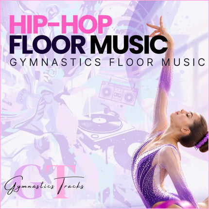 A shimmering purple gymnastics floor leotard with sparkling sequins and a matching accessory perfect for hip-hop music routines