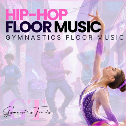 Purple sequined gymnastics leotard with matching headband perfect for hip-hop gymnastics floor music routines
