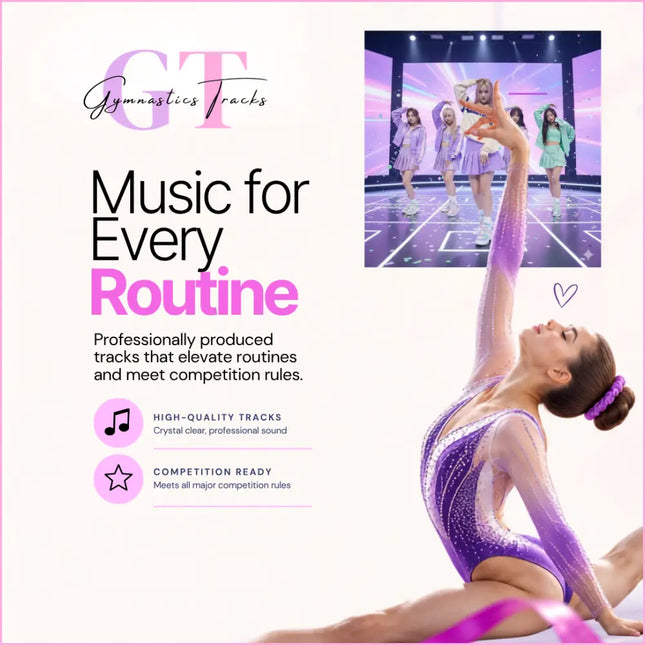 Purple gradient leotard with sparkling embellishments perfect for k-pop gymnastics floor music performances