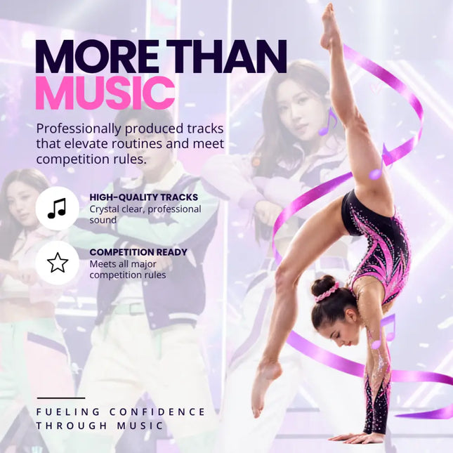 A pink and black sparkly gymnastics leotard with high-cut design perfect for k-pop inspired gymnastics floor music routines