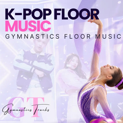 A shimmering purple gymnastics leotard with sparkling sequins and matching headband for k-pop gymnastics floor music