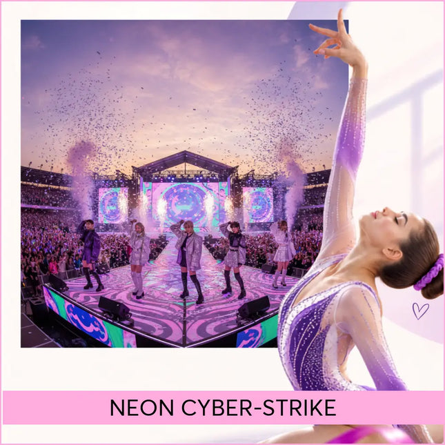 A shimmering purple and silver sequined leotard with sheer mesh perfect for gymnastics floor music routines