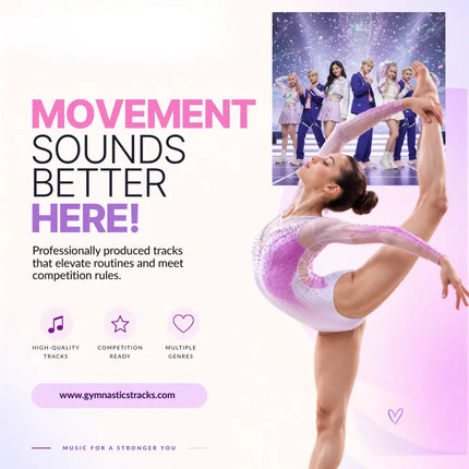 A pink and white glittery gymnastics leotard with sheer long sleeves perfect for k-pop gymnastics floor music routines