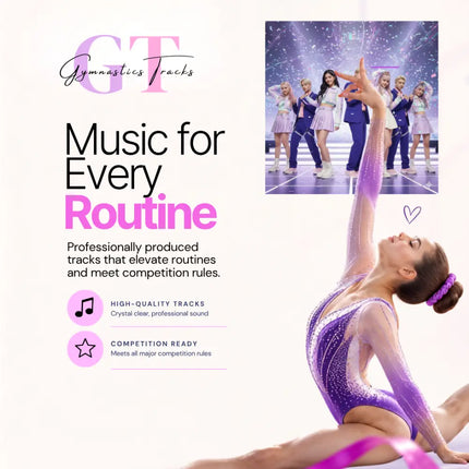 Purple and silver glitter gymnastics leotard with sheer sparkly design perfect for k-pop gymnastics floor music routines