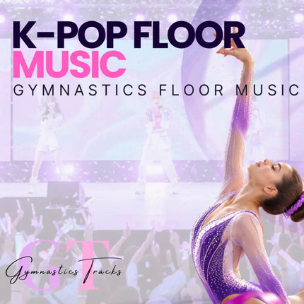 A shimmering purple and silver gymnastics leotard with sparkling embellishments for k-pop gymnastics floor music routines