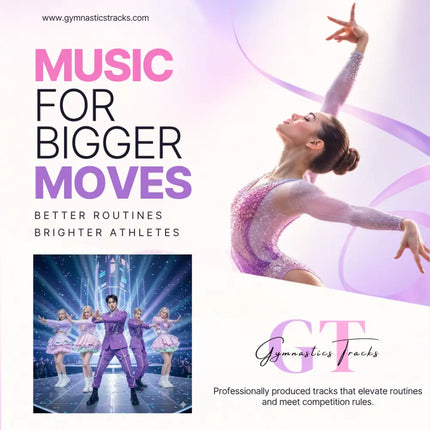 A sparkling lavender and silver gymnastics leotard with glittery details for k-pop music gymnastics floor routines