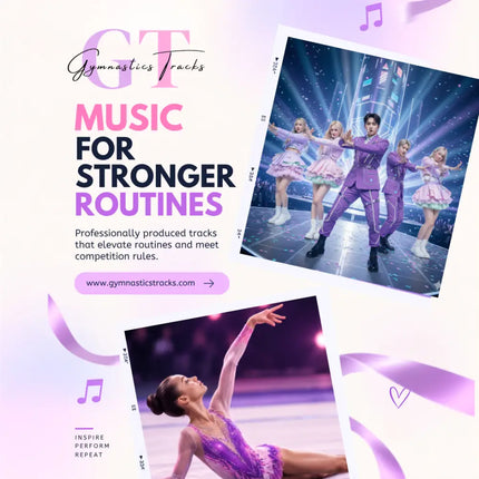 Purple sequined gymnastics leotard with fitted design and sheer long sleeves for k-pop music gymnastics floor routines