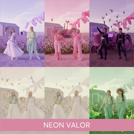 Two women in pastel outfits on gymnastics floor with K-Pop music vibe