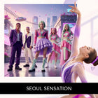 A shimmering purple and pink gymnastics leotard with sparkling details perfect for k-pop seoul sensation floor music routines