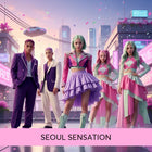 A vibrant pink and purple futuristic ensemble with ruffled skirt and sparkling crop top perfect for seoul sensation gymnastics floor music and k-pop routines
