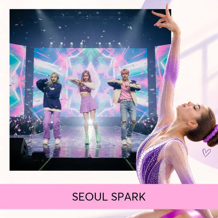 Purple gradient leotard with sparkling embellishments perfect for k-pop gymnastics floor music performances