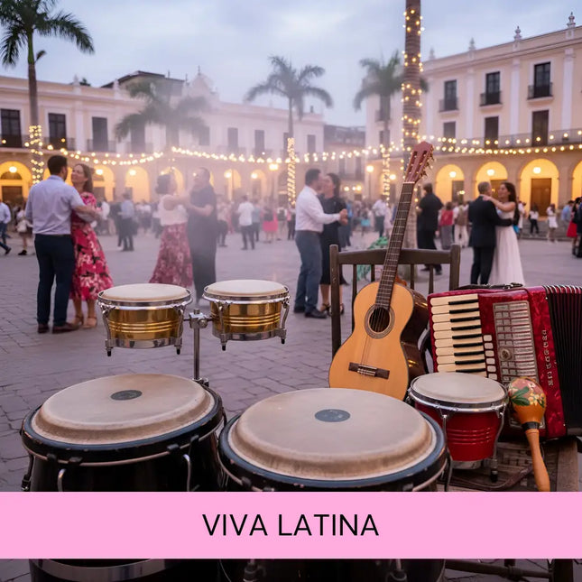 A pair of black conga drums with chrome hardware and light drumheads for viva latina classic salsa gymnastics floor music