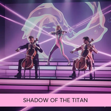 A vibrant pink and teal form-fitting bodysuit worn by a violinist on stage for modern orchestral gymnastics floor music